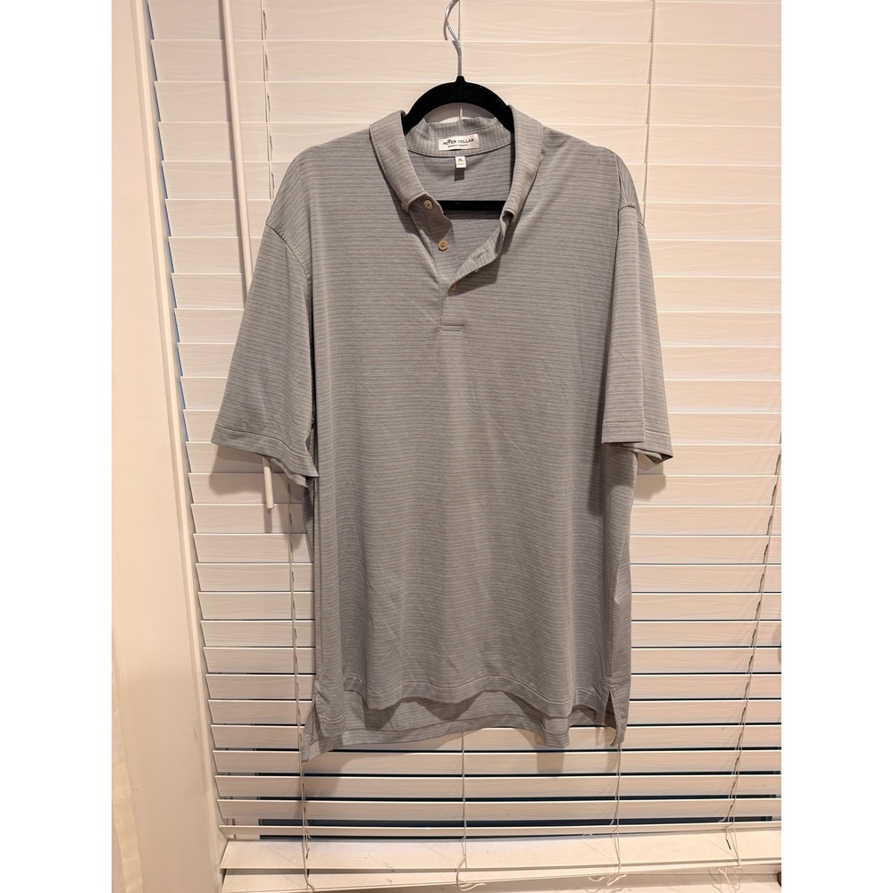 Peter Millar XL Mens Polo Shirt Summer Comfort Striped Gray Golf Casual